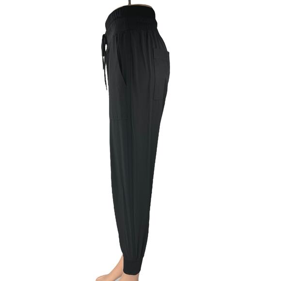 Lou & Grey Black High Waisted Drawstring Tapered Jogger Sweat Pants Size XS - Picture 2 of 5